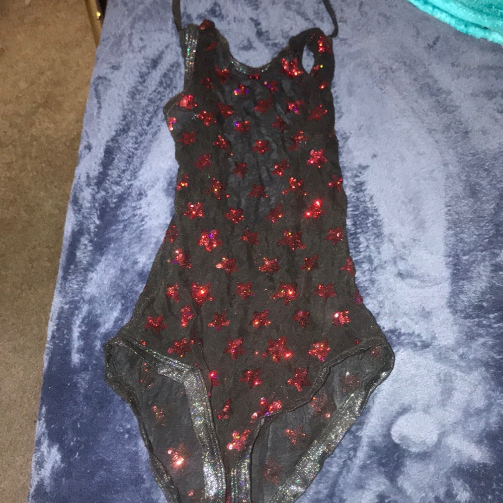 Red and black star onsie (shorts not a thong )